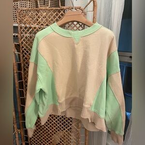 FP Movement by Free People Mint and Cream Sweatshirt